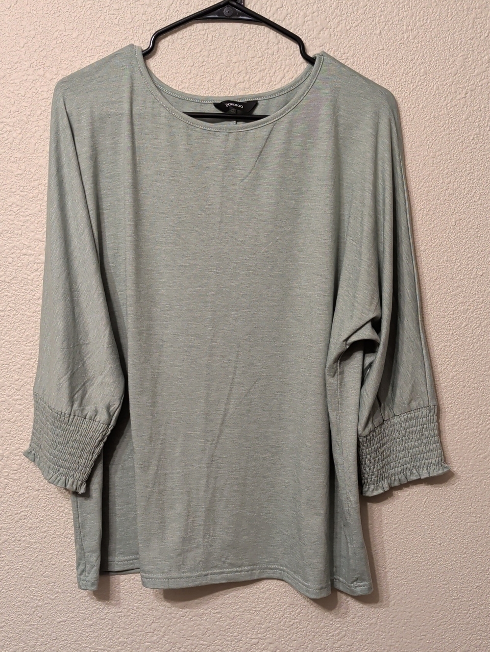 Caslon Sage Green Smocked-Cuff Long Sleeve Tee
